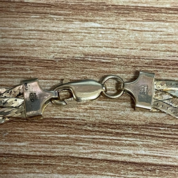 Tritone Silver Serpentine Weave Braided 16” Necklace, Italy Stamped #3783 - Picture 3 of 4